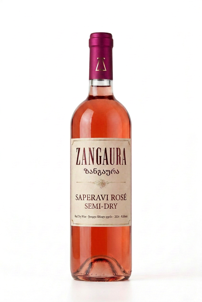 ZANGAURA Saperavi Rosé Semi-Dry wine bottle