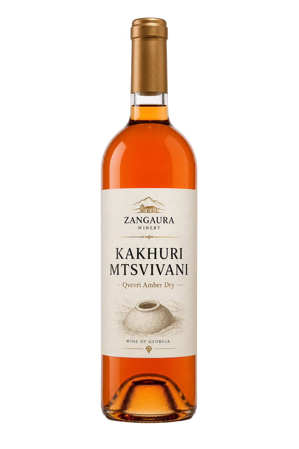 ZANGAURA Kakhuri Mtsvivani Amber Dry wine bottle
