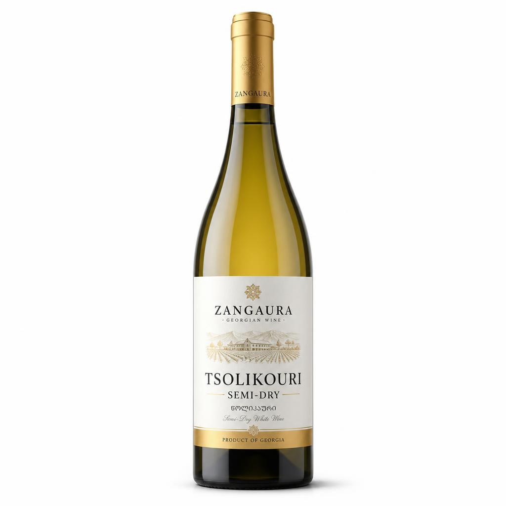 ZANGAURA Tsolikouri Semi-Dry wine bottle